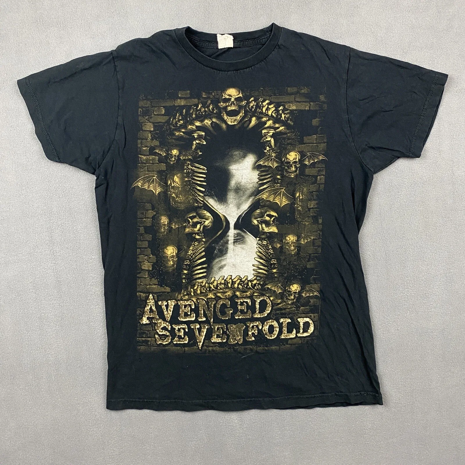 Vintage Avenge Sevenfold Shirt Adult Medium Black Short Sleeve AOP Band Tee Y2K