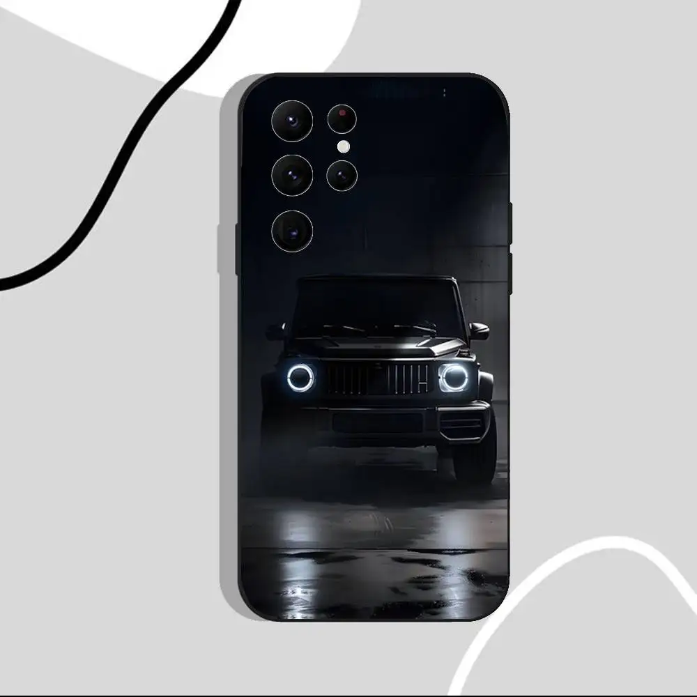 حافظة هاتف رياضية M-Mercedes Car G لهاتف سامسونج S25، S24 Ultra، S20، S30 plus، S22 plus، S23، S30 Ultra 5G غلاف أسود من السيليكون