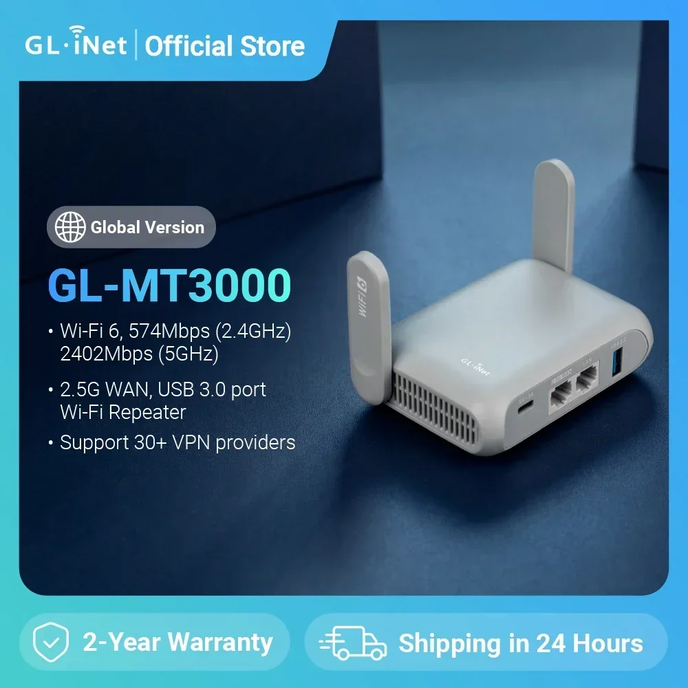GL.iNet GL-MT3000 (Beryl AX) Wi-Fi 6 Wireless Travel Gigabit