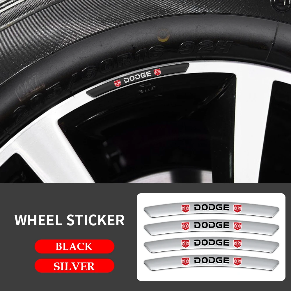 4 pçs emblema cubo da roda do carro aro decalques pneu adesivos de alumínio decoração para dodge durango calibre challenger dakota stealth sxt