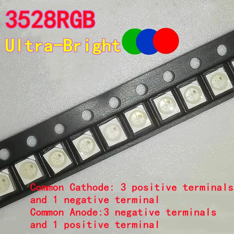 50PCS 20PCS 4-Pin 3528 Common Anode Red-Green-Blue 1210 RGB 7-Color Common Cathode Full-Color Ultra-Bright LED SMD Lamp Beads