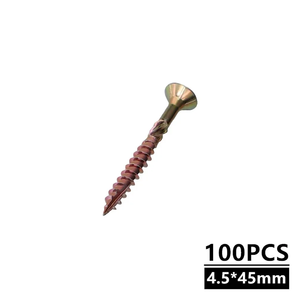 100Pcs/Pack New 35mm 45mm 60mm 80mm Self-tapping Screw Galvanized Torx T25 Screws M5 Flat Head Woodworking Screws Hardware Tools