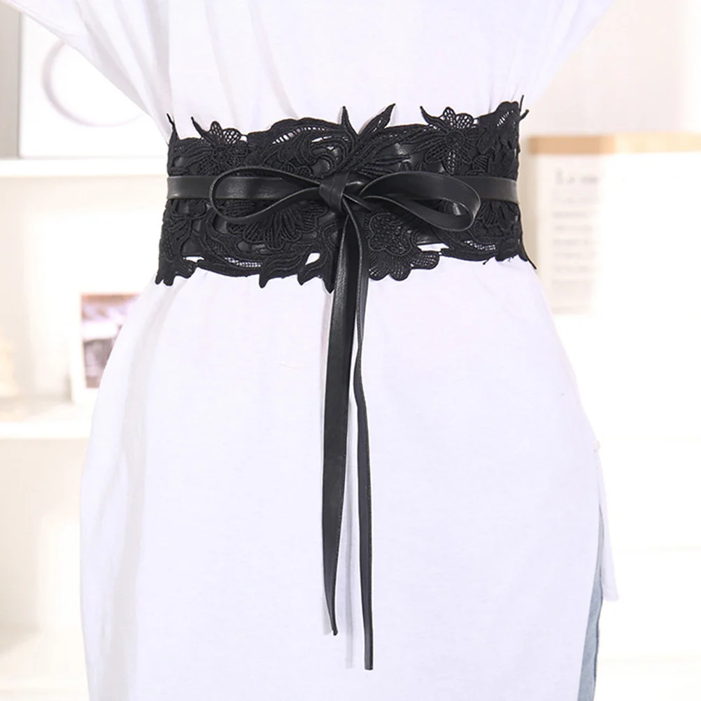 Moda rendas até cinto largo feminino cintura durável material leve vestido acessórios elegante chique festa banquete uso