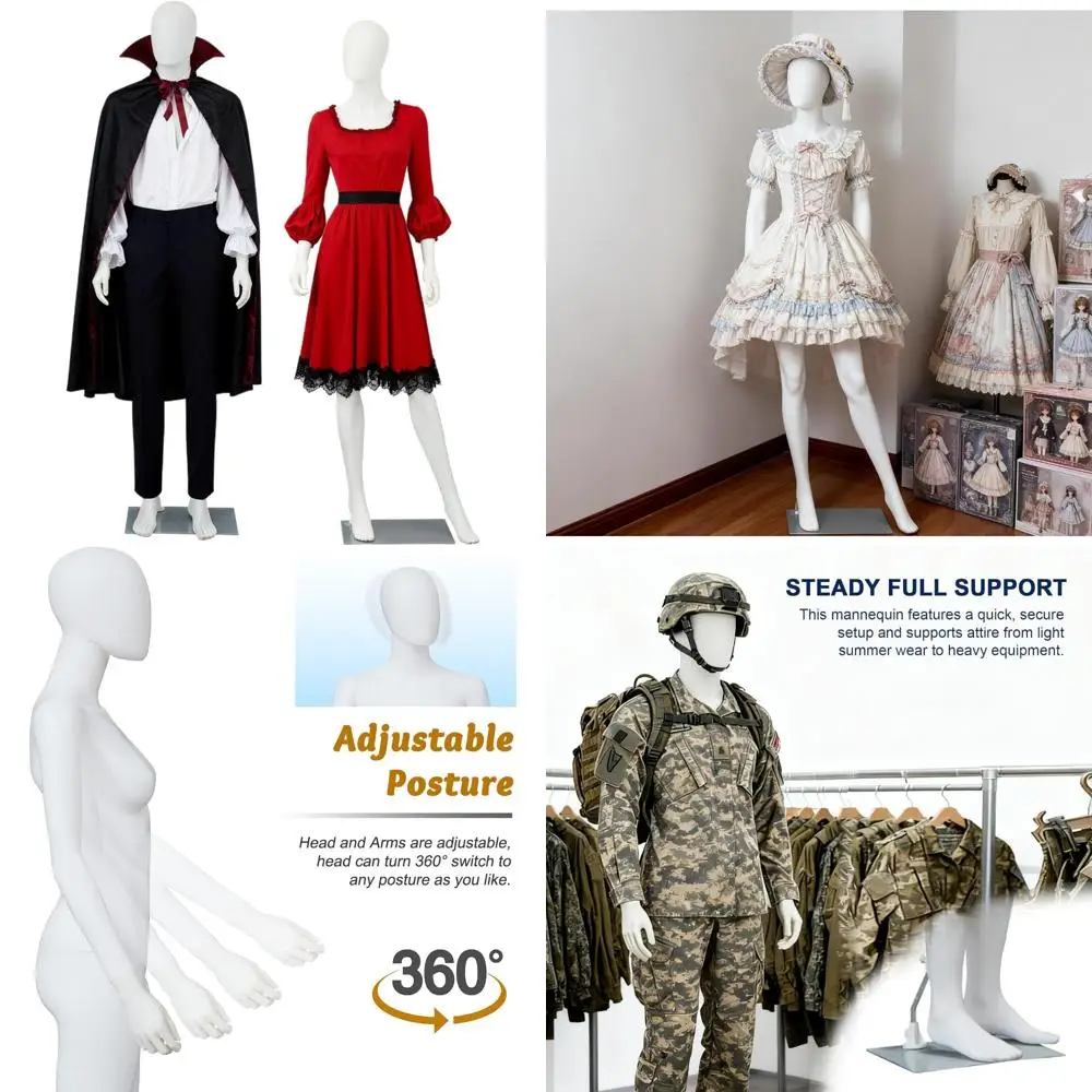 

Adjustable Full Body Mannequin Set - Female and Male Torso Dress Forms with Detachable Features for Versatile Use