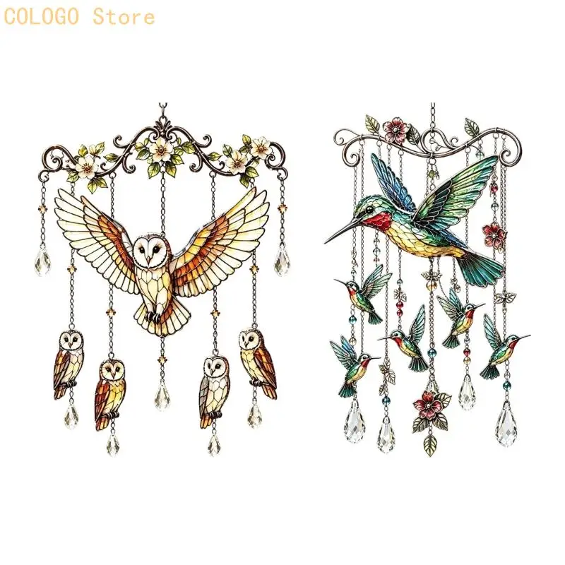 Acrylic Suncatchers Windchimes Bird Hanging Piece for Porch Window Display Garden D0LD