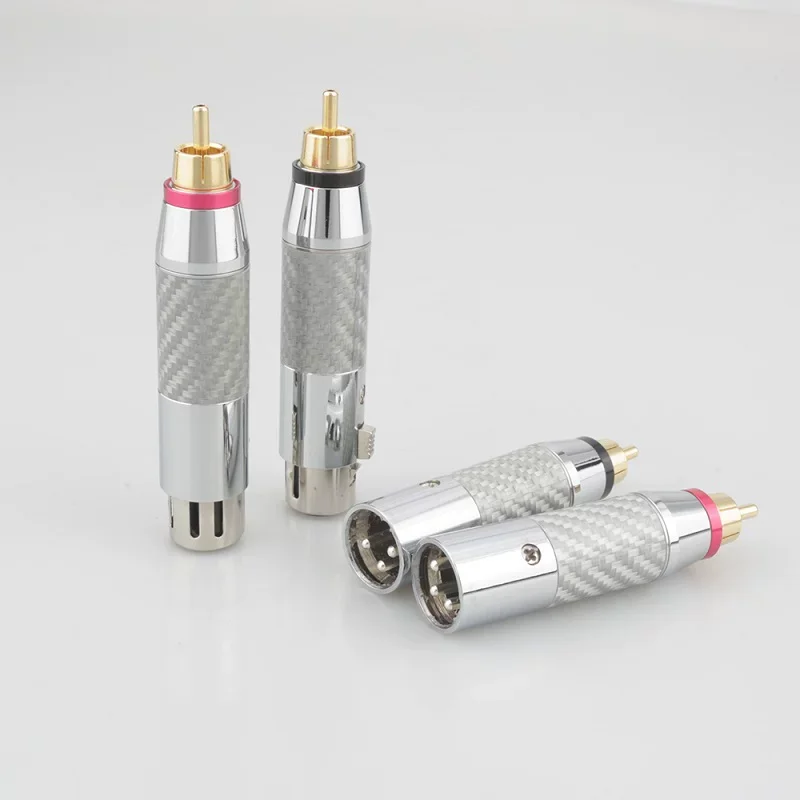 3 Pin XLR Male to RCA Female Adapter Balanced to Unbalanced Audio Converter Carbon Fiber Rhodium for Amplifier Mixer DAC