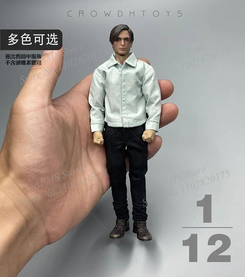 1/12 Scale Collectible Figure Checkered Shirt Classic Leon Long Sleeve Plaid Blouse Tops Fit 6Inch Action Figure Model