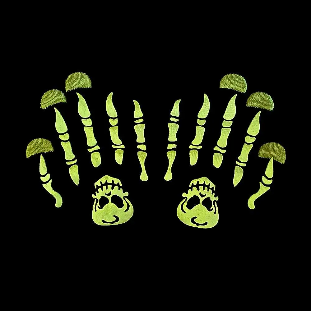 Keep Warm Non Slip Hand Bone Skull Half-finger Gloves Full Finger Gloves Fashion Accessories Halloween Luminous Mittens