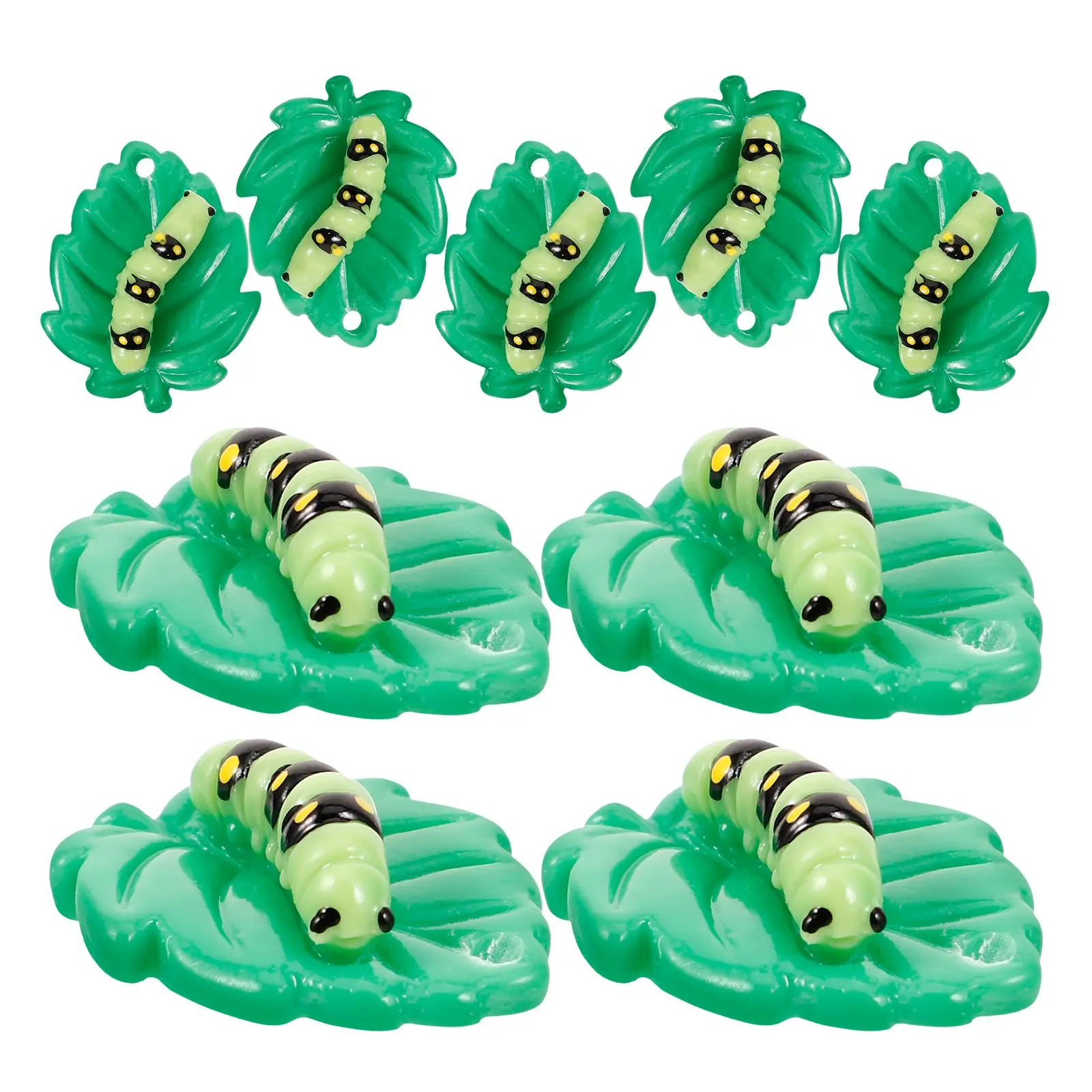 

20pcs Caterpillar Pendant Earrings Lightweight Resin DIY Jewelry Making Accessories Green Charm Necklace Craft Supplies