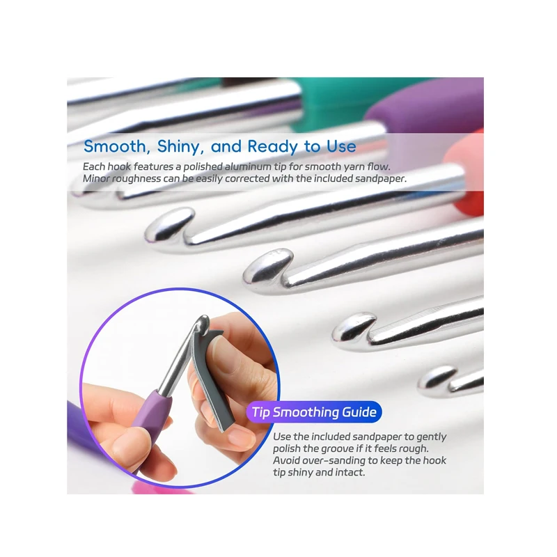 مجموعة خطافات كروشيه، مقابض مريحة وناعمة، مجموعة إبر الحياكة مع علبة لالتهاب المفاصل، مجموعة إبر الكروشيه للمبتدئين