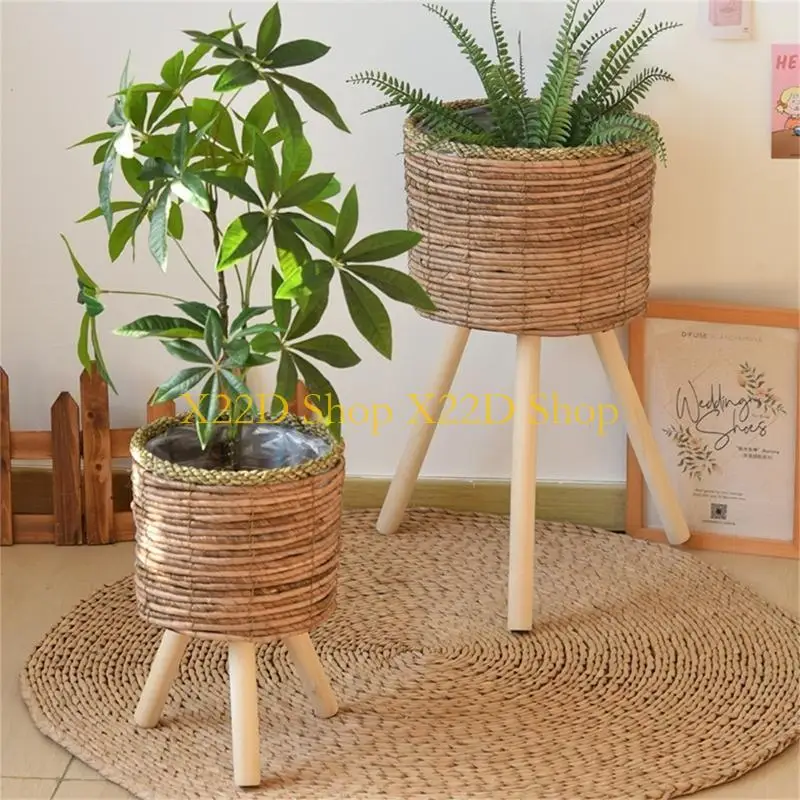 X22D Woven Plant Rack Flower Frame Pots Straw Pots Hand Arrangement Plant Stand