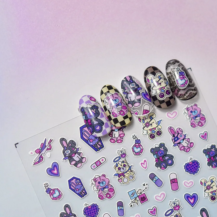 

1 Sheet Dark Rabbit Nail Stickers Press on Nails Ultra Thin & Flexible SelfAdhesive Cute Kawaii Nail Art Decals for Manicure DIY