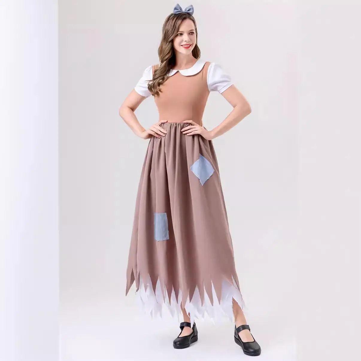 

Halloween Snow White Floral Maid Dress Princess Servant Outfit Cloth Fragment Costume Women's Traditional Ethnic Stage Clothing