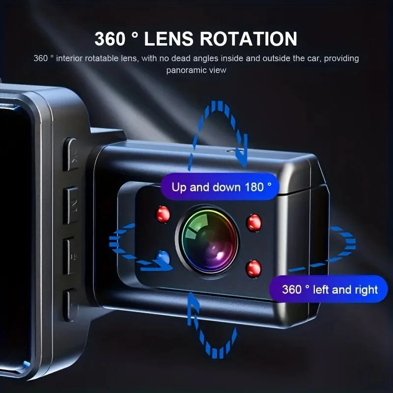 3 Inch 1080P Dual Lens Dash Cam For Cars, Front And Inside Full HD 1080P Car Camera With Loop Recording Night Vision Wide Angle