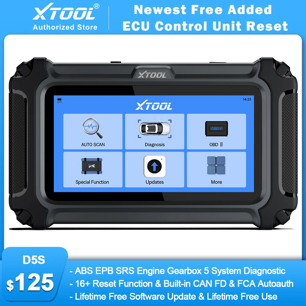 XTOOL D5S 5 System Car Diagnostic Tools 16 Reset ECU Reset Auto OBD2 Scanner ABS EPB SRS Engine AT Tools Lifetime Free Update