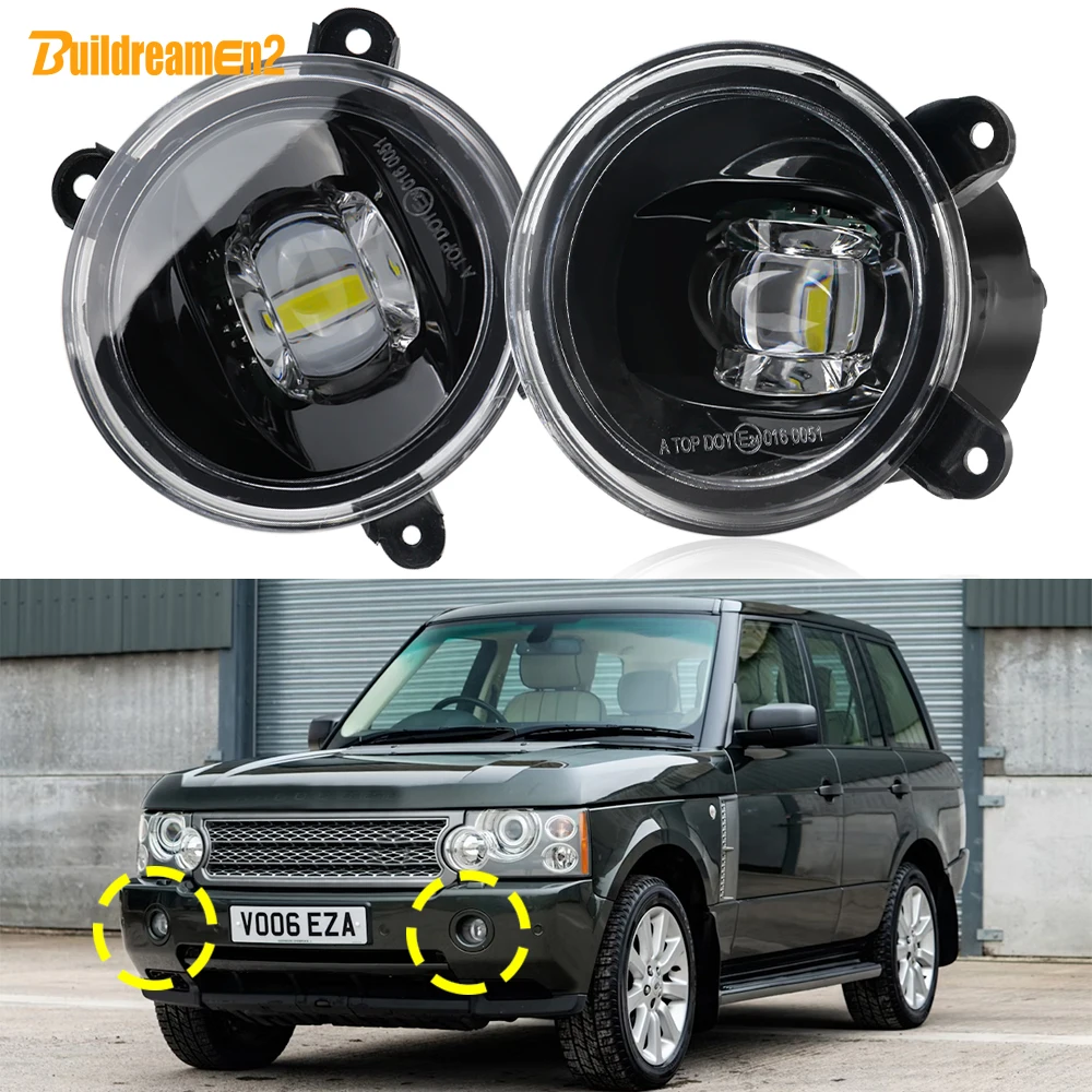 2 X Car Right + Left LED Fog Light Assembly DRL H11 For Land Rover Range Rover 3/III (L322) 2003 2004 2005 2006 2007 2008 2009