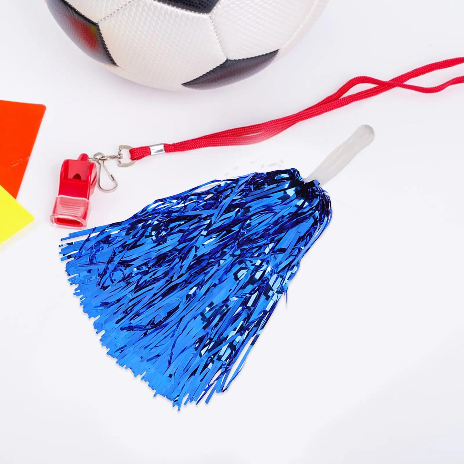 16Pcs Cheerleading Pom Poms Metallic Foil Blue Lightweight Small Handle School Sports Party Dance Props Team Spirit Accessories