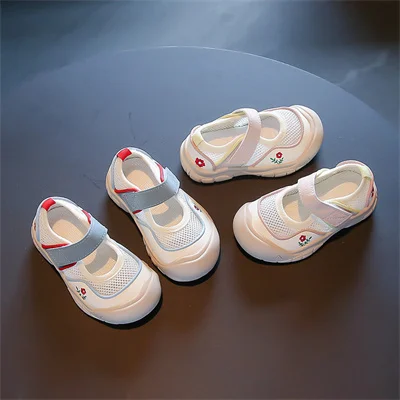 Girls Embroidered Mesh Breathable and Shock-absorbing Casual Shoes, Boys Spring and Autumn New Outdoor Leisure Sports Shoes