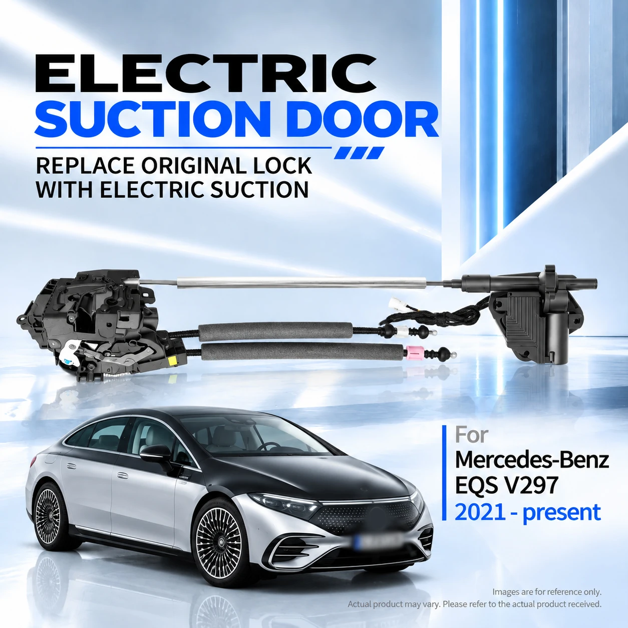 For Mercedes-Benz EQS V297 2021-present Car Specific Electric Soft Close Door Lock Replacement Kit Auto Suction Door Upgrade