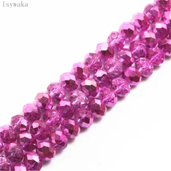 Isywaka Ran Pink 2mm,3*4mm,4*6mm,6*8mm Austria faceted Crystal Glass Beads Loose Spacer Round Beads For Jewelry Making