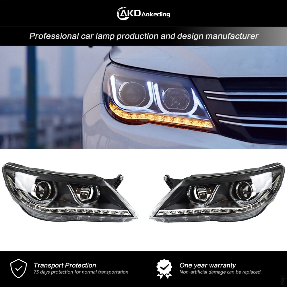 Fari anteriori per Auto per VW Tiguan 2007-2012 LED Tiguan faro DRL lampada frontale Angel Eye Hid opzione Bi Xenon accessori Auto