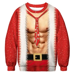 Christmas 2024 new crewneck hoodie casual 3D printing old Christmas couple outfit manufacturers direct sales