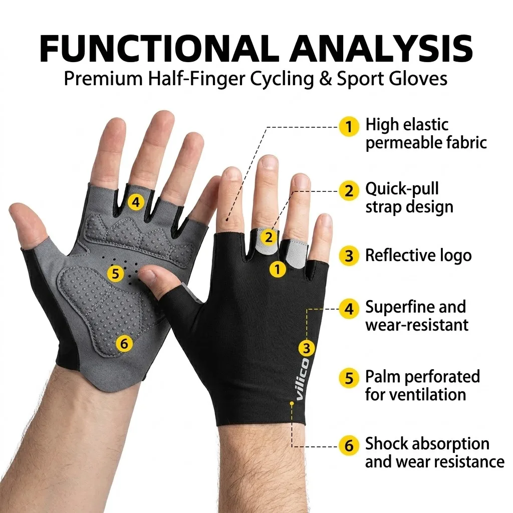 Sports Cycling Gloves Half Finger Men Women MTB Bike Gloves Running Fitness Gym Riding Motorcycle Bicycle Gloves