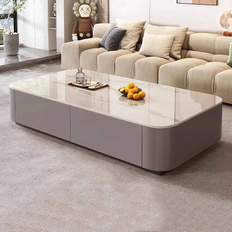 Light luxury coffee table household living room small apartment 2024 new simple modern floor glass coffee table TV cabinet group