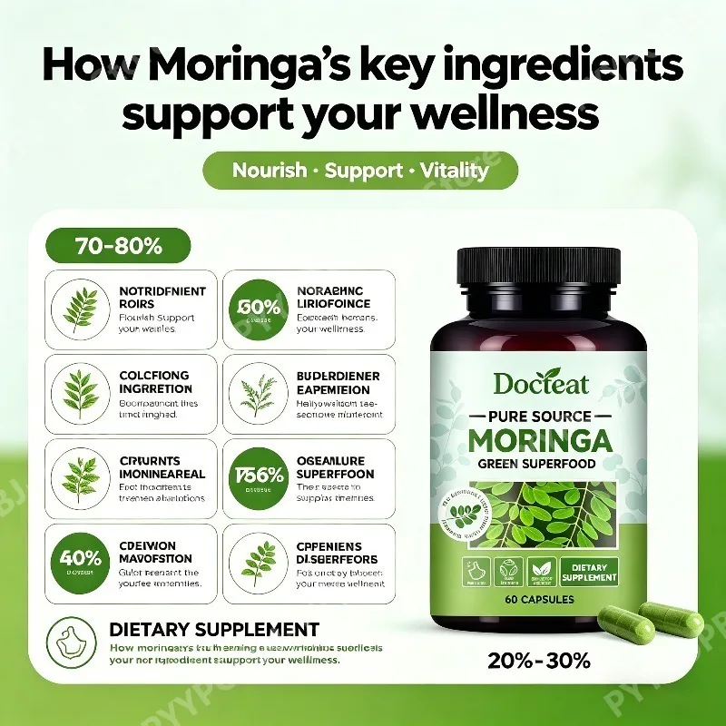 

Docteat Moringa Intestinal Support Capsules for Intestinal Balance Supplementing Dietary Fiber to Enhance Vitality and Comfort