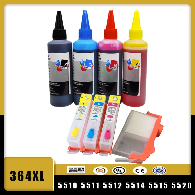 

vilaxh 364xl Refillable Ink Cartridge Replacement For HP 364 xl Photosmart 5510 5511 5512 5514 5515 5520 5522 6510 6515 printer