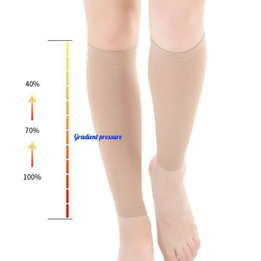 

1Pair Compression Socks Skin Color Xxl Elastic Athletic Sports Socks Mid-Tube Leg Support Enhance Circulation Relieve Swelling