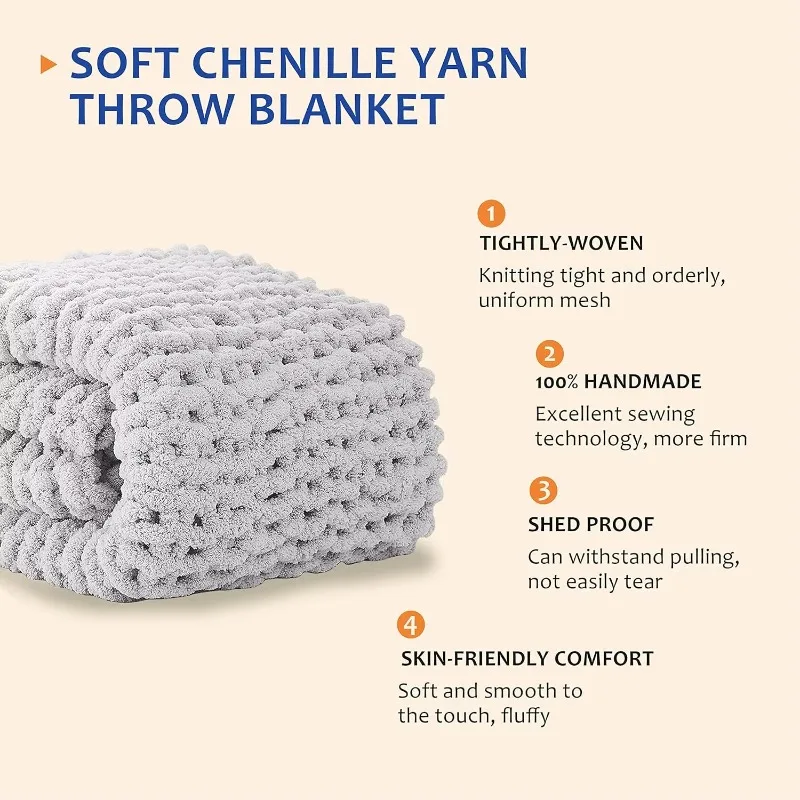 Wholesale Latest Soft Breathable 50*60 Throw Chunky Knit Blanket Light Gray Knitting Weighted Blanket for Couch Patio Home Decor