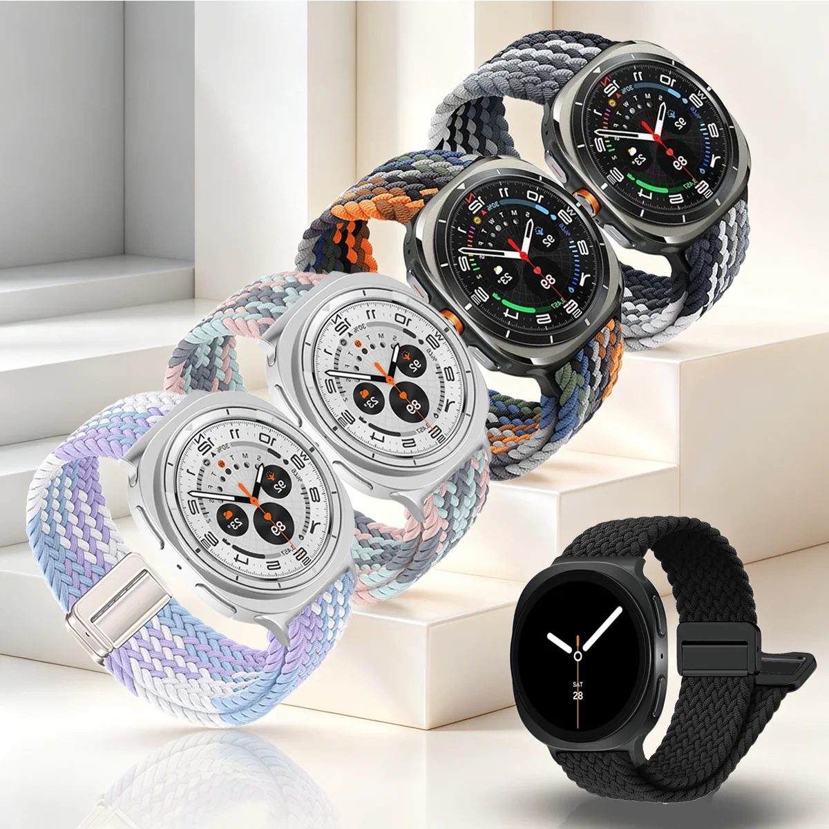 Breathable Band For Samsung Galaxy Watch 9/8 Classic 46mm Sports Magnetic Nylon Correa Bracelet Galaxy Watch 8 9 44mm 40mm Strap