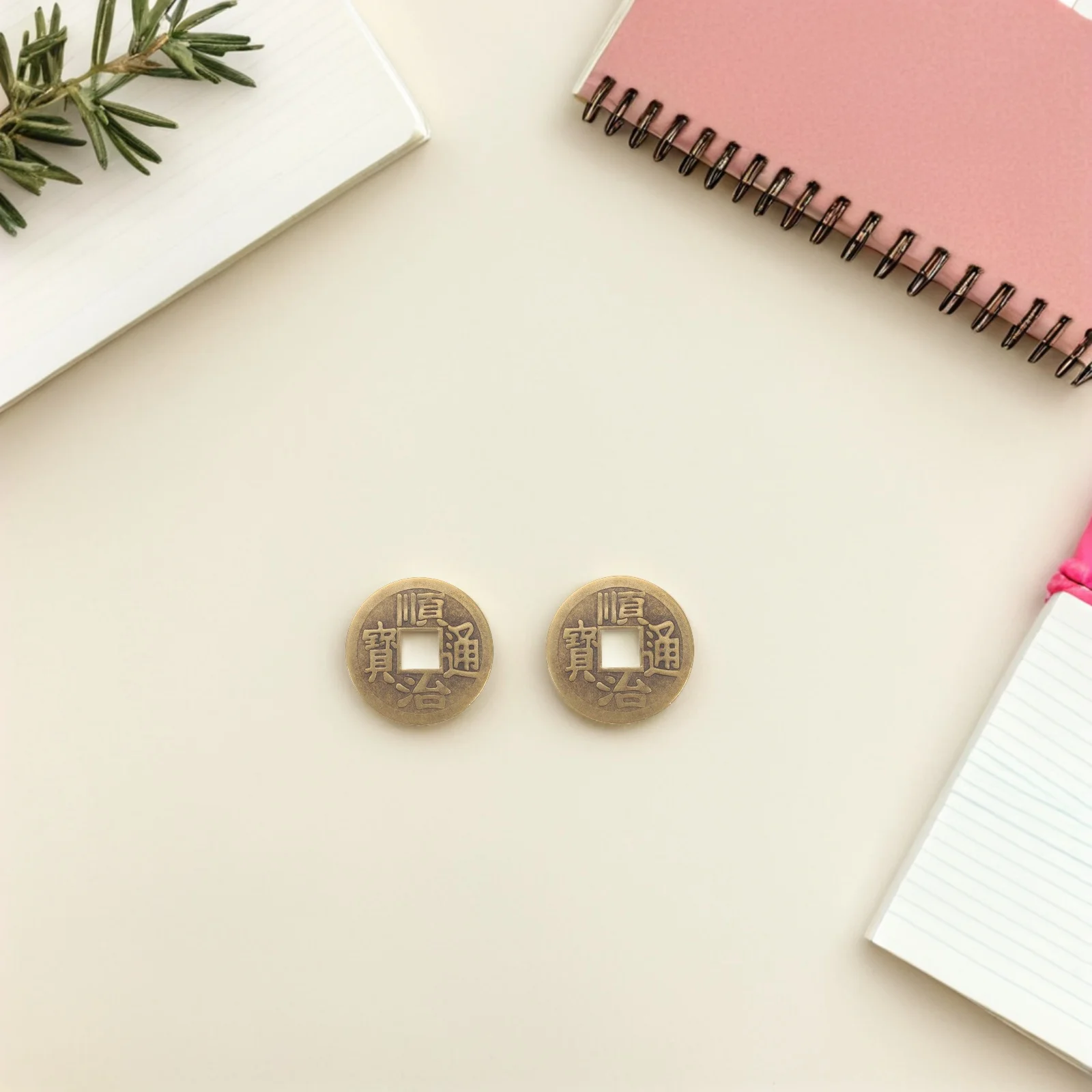 

12pcs Vintage Chinese Coin Car Hanging Brass Feng Shui Lucky Charm Ancient Dynasty Divination Tool Decorative Craft Accessory