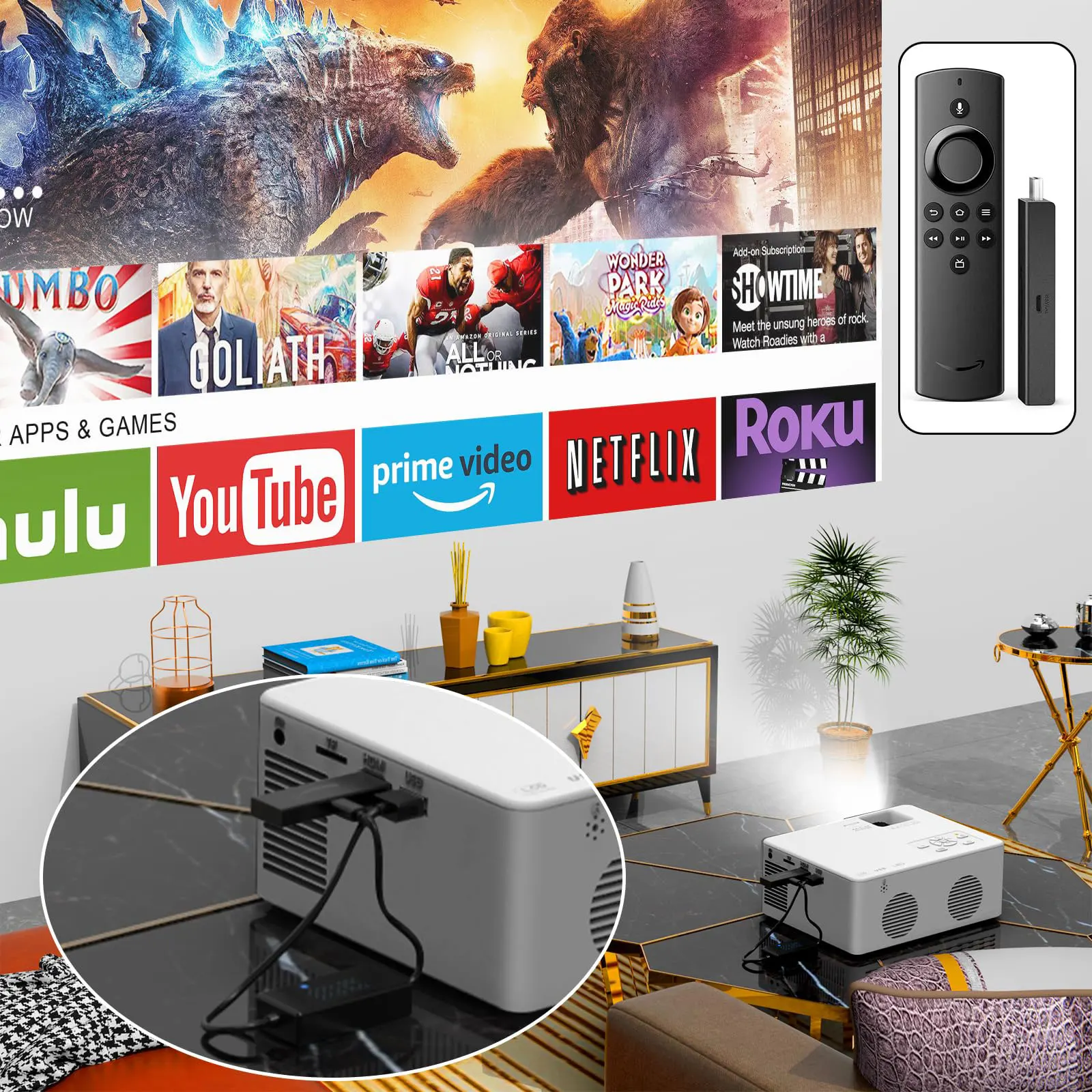 Mini 5G WiFi Projector With Bluetooth 5.1 Portable 1080P 4K HD Movie Projector Compatible With HDMI/USB/Phone Outdoor Projector