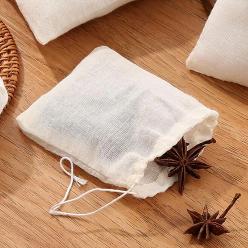 50pcs/Lot Natural Cotton Slag Bags Drawstring Gauze Bag For Dried Flower Tea Packaging Storage Organizer Sacks Custom Logo