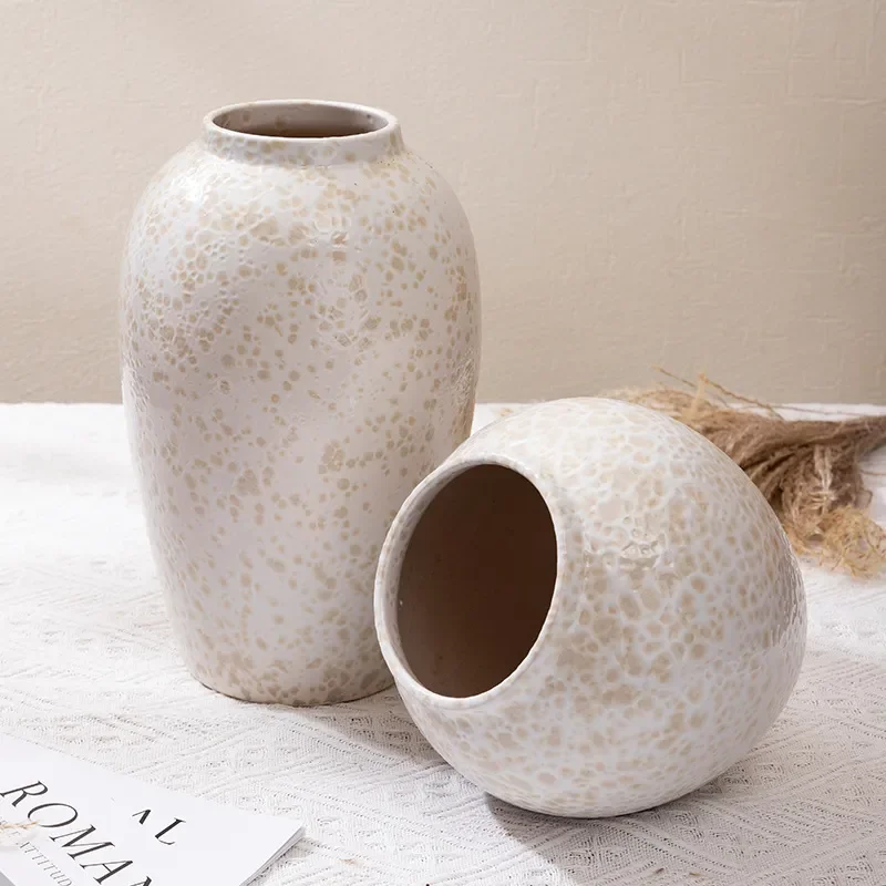 for Jingdezhen White Ceramic Vase Wabi Sabi Hydroponic Flower Arranger Simple Dried Flower Vase Living Room Decoration