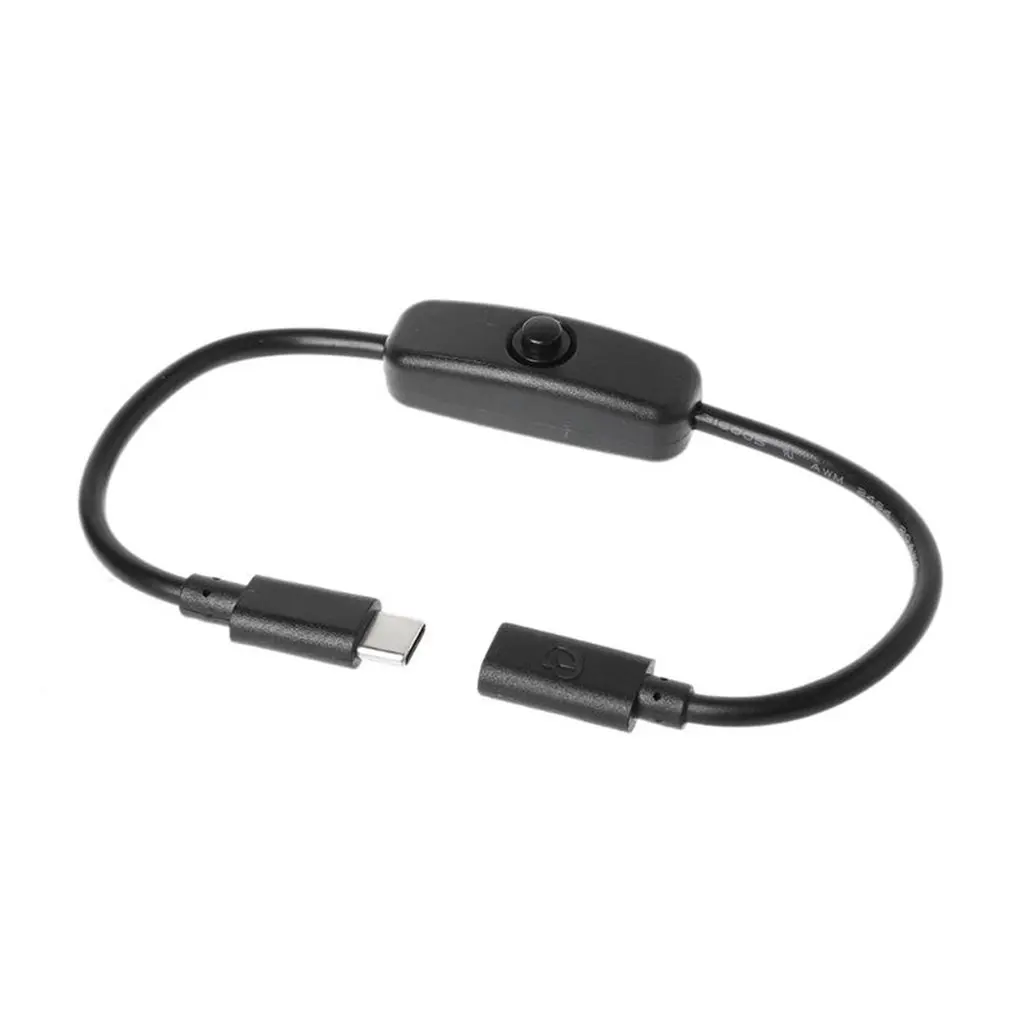 Hot Type-C Male to Female USB-C Extension Cable With ON/OFF Switch for Raspberry Pi 4 for Android Power Supply Dropshipping