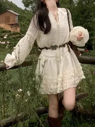 Autumn Korean Fashion Y2k Sweet Dress Women Elegant Vintage Solid One Piece Dresses Design Long Sleeve Party Retro Clothing 2024