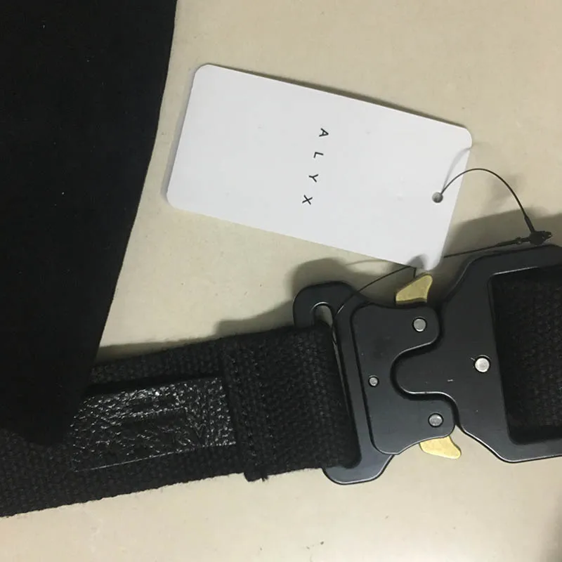 Rollercoaster ALYX Belt 128cm 1017 Alyx Fashion Safety Belt Men Women Black Metal Button Canvas Hip Hop ALYX Belt