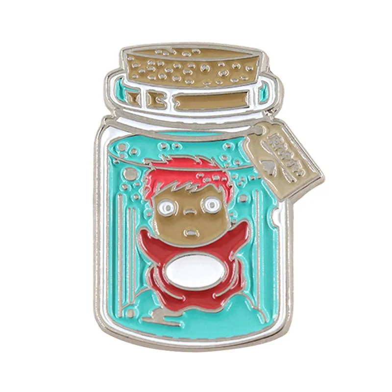 Animated Film Ponyo On The Cliff Brooch Bottle-Shaped Ponyo Cartoon Badge Cute Goldfish Princess Pin 2d Accessories