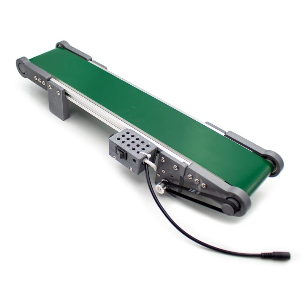 حزام ناقل سطح المكتب الكهربائي بتيار مستمر 12 فولت - سرعة قابلة للتعديل 0-116 دورة في الدقيقة لنموذج المصعد وتجربة الاحتكاك