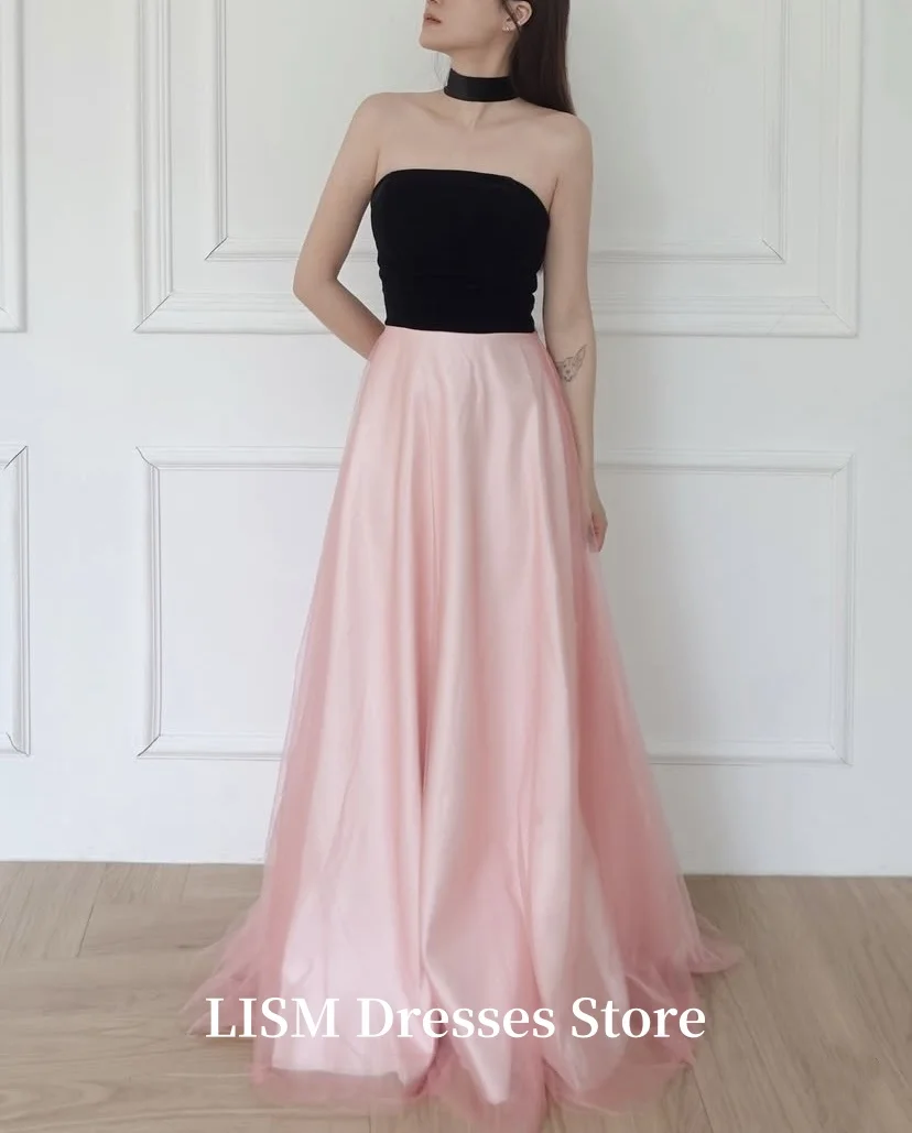 فساتين سهرة أنيقة على شكل حرف a متباينة من LISM مصنوعة من الحرير الأورجانزا الجنية فساتين لحضور الحفلات الموسيقية الطويلة مشد مخصص لالتقاط الصور