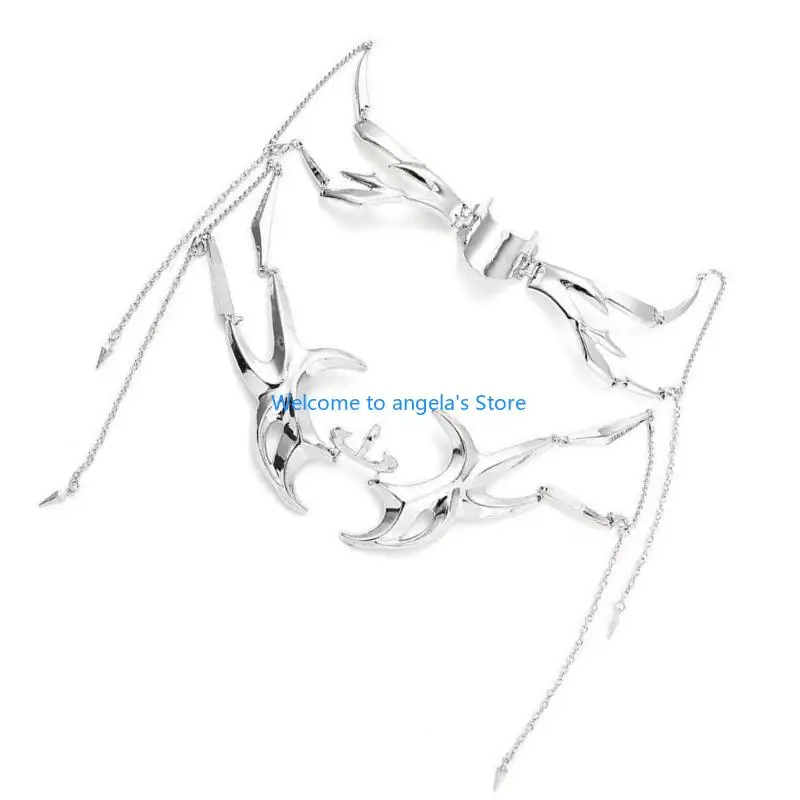 قناع حماية للذقن معدني قابل للتعديل على طراز X4YC مع سلسلة وجه لأزياء التصوير الفوتوغرافي لحفلات الهالوين قطعتين