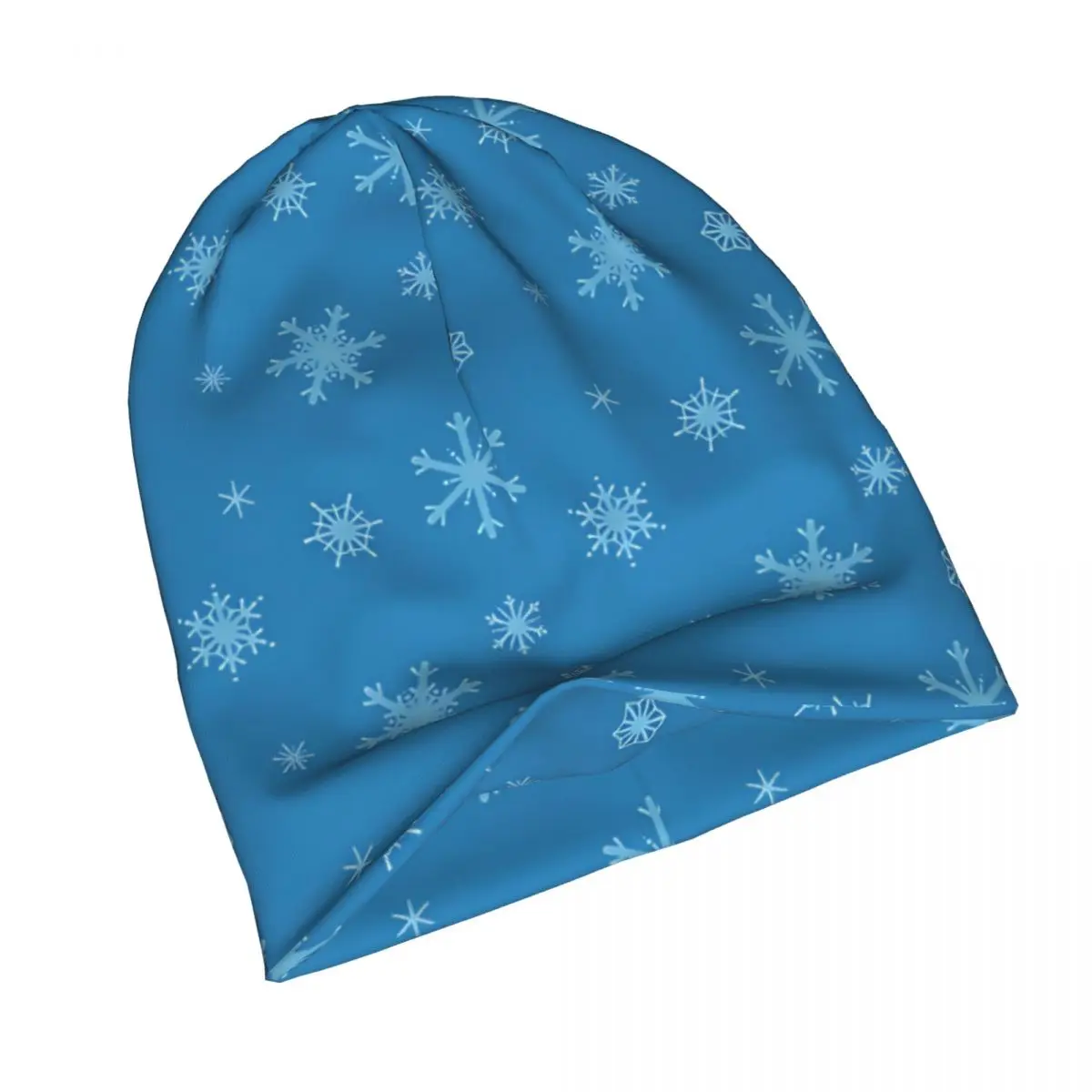 Blue Bonnet Homme Fashion Thin Hat Snowflake Pattern Skullies Beanies Caps For Men Women Creative Fabric Hats