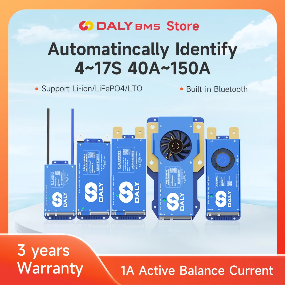 DALY 100 BalanceBMS Smart BMS CANBUS 4S 5S 6S 7S 8S 12V 24V Battery with 1A Actice Balance RS485 LifePO4a LTO LI-ION Battery BMS