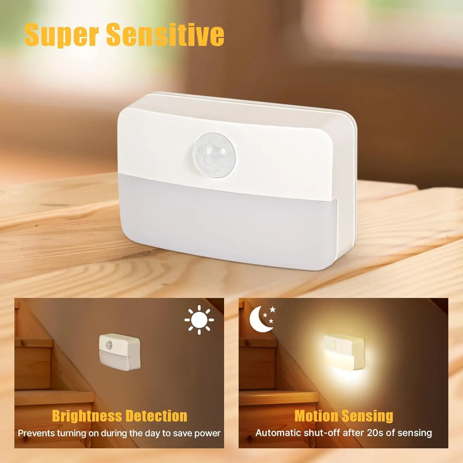 16 Pack Motion Sensor Stair Lights, Battery Operated LED Night Lamps for Indoor Use in Hallway, Bedroom, Kitchen