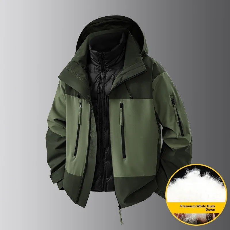 

Куртка-трансформер 3-в-1: ветрозащитная, с отстегивающейся внутренней подкладкой, стильная, городская, из утолщенного полиэфирного волокна