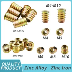 Hex Drive Head Furniture Nuts M4 M5 M6 M8 M10 Zinc Alloy/Iron Wood Insert Nut Threaded Fastener Connector Wood Furniture