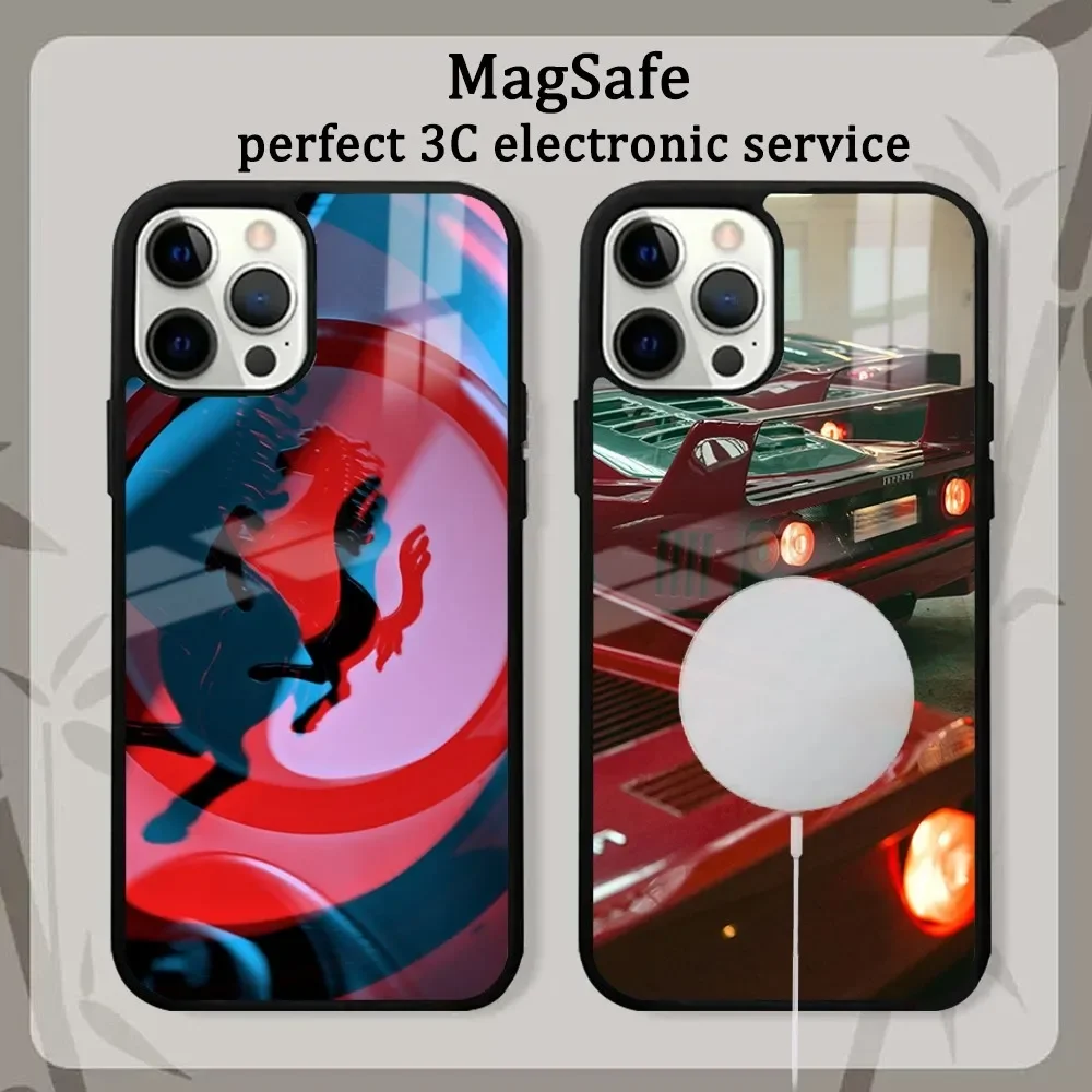 Cool Luxury Car F-Ferrari Coupe Design Phone Case For iPhone 15 14 13 12 11 Pro Max Plus Mini Mirror Magnetic Cover